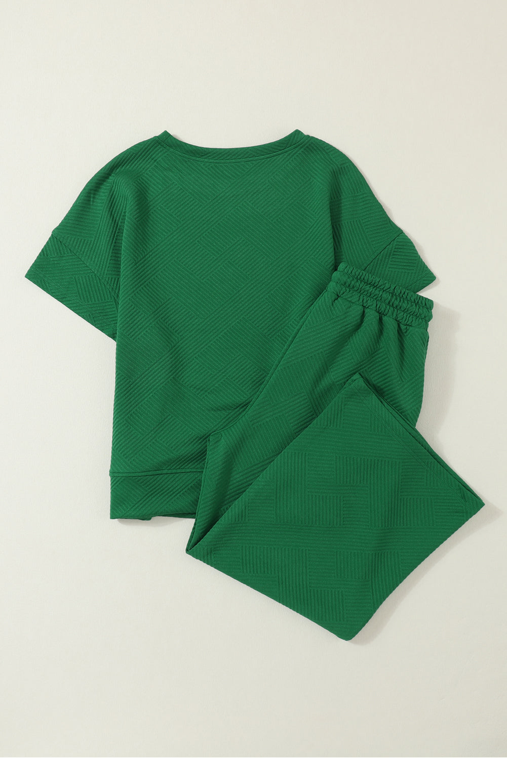 Apricot Textured Loose Fit T Shirt and Drawstring Pants Set