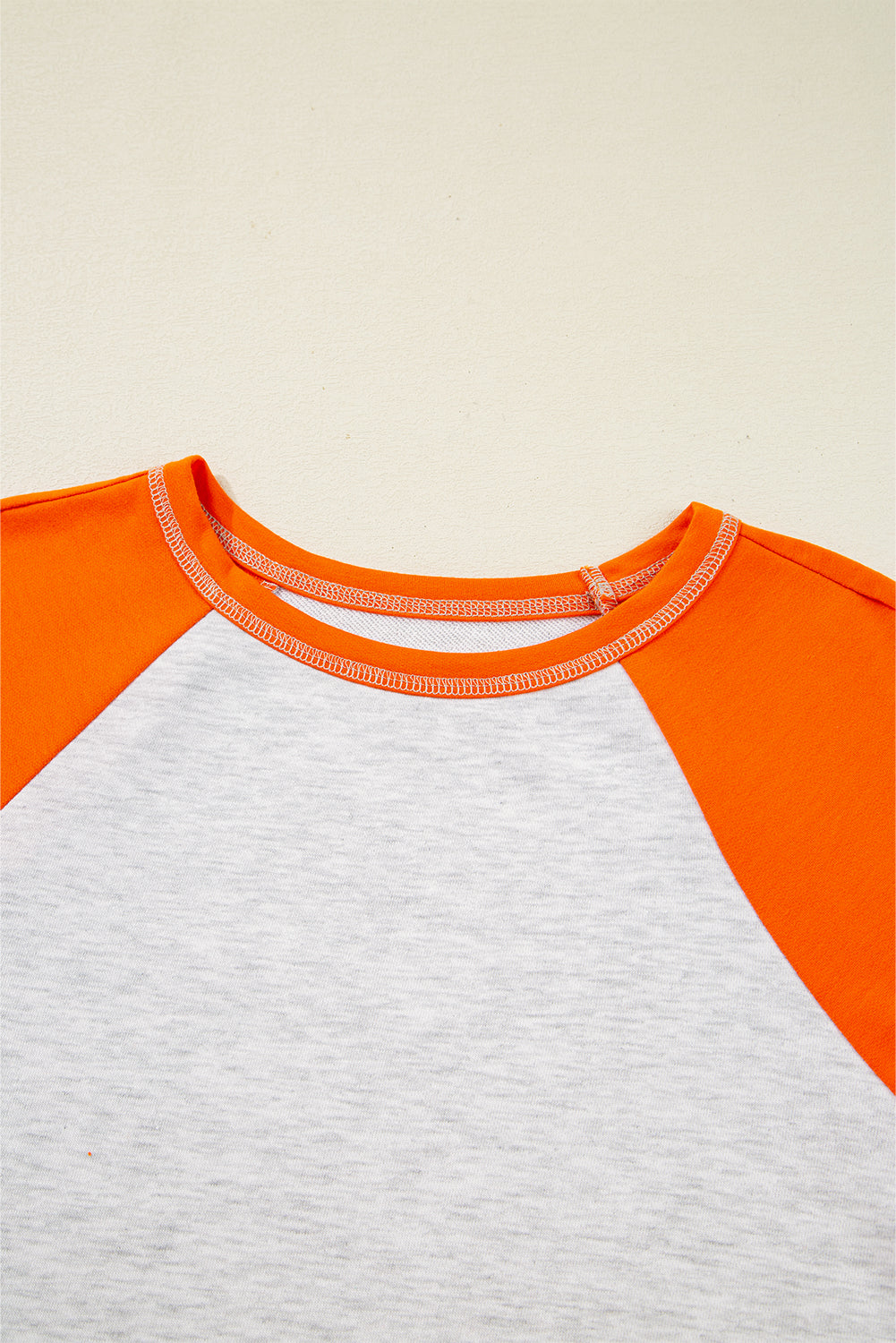 Light Grey Colorblock Raglan Sleeve Loose Fit Top