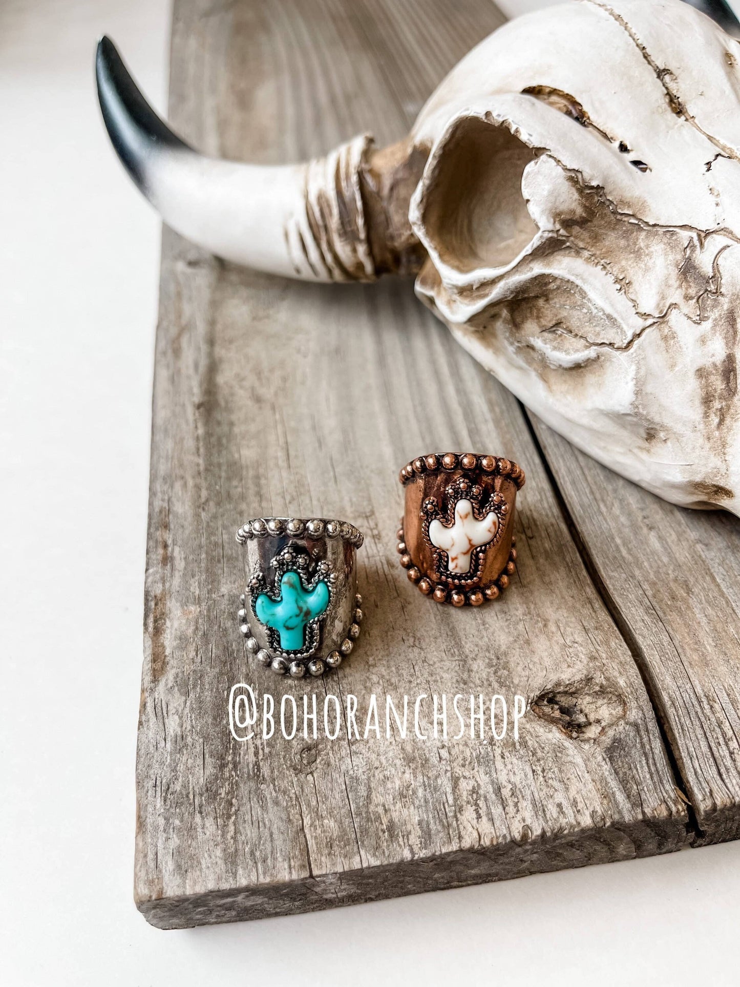 Stone Cuff Ring - cactus