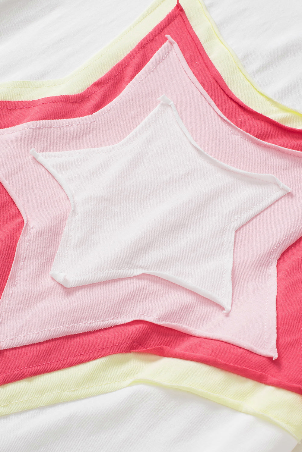 Light Pink Colorblock Star Patched Half Sleeve Oversized Tee