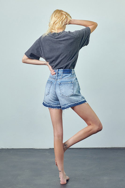 Super High Rise Released Hem Denim Shorts