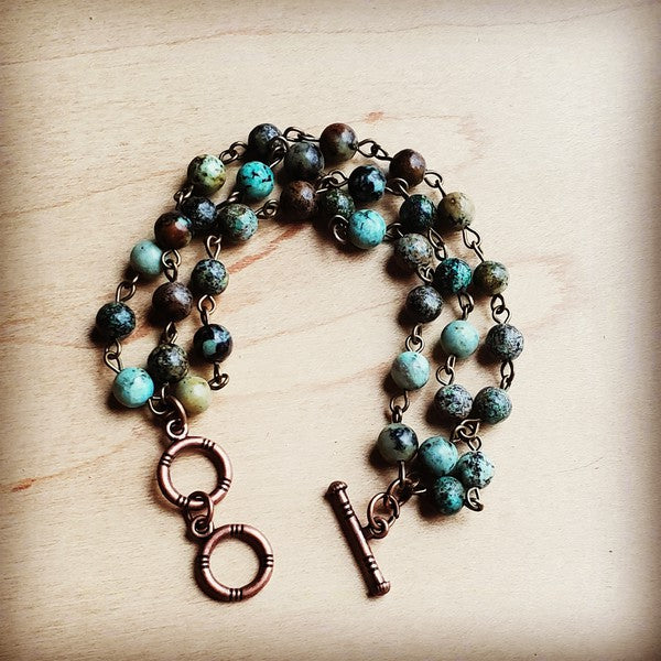 African Turquoise Triple Strand Bracelet