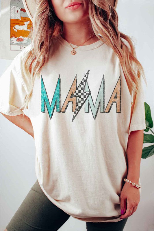 CHECKER LIGHTNING MAMA GRAPHIC PLUS SIZE TEE