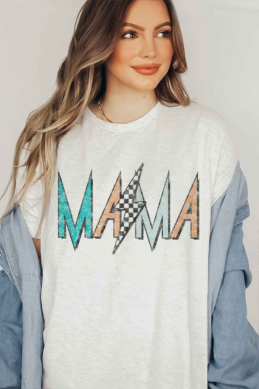 CHECKER LIGHTNING MAMA GRAPHIC PLUS SIZE TEE