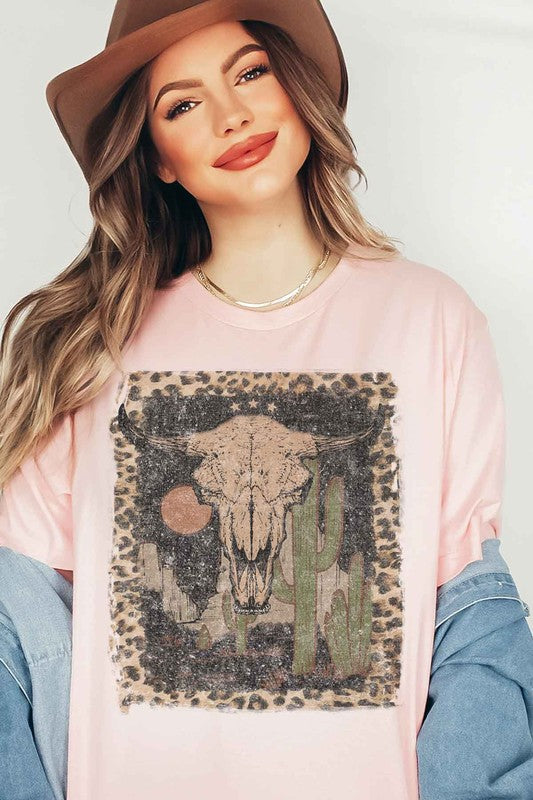 DESERT CATTLE WESTERN GRAPHIC PLUS SIZE TEE