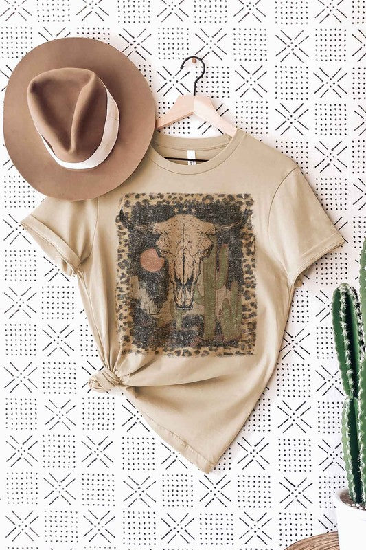 DESERT CATTLE WESTERN GRAPHIC PLUS SIZE TEE