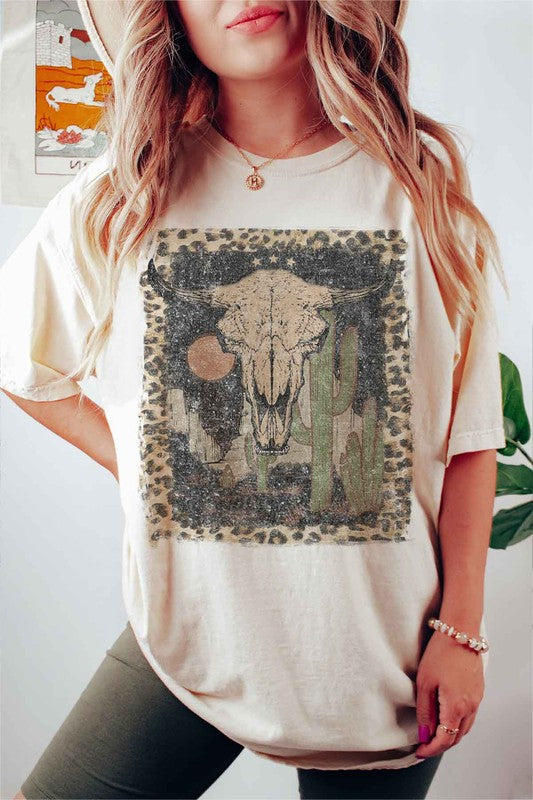 DESERT CATTLE WESTERN GRAPHIC PLUS SIZE TEE