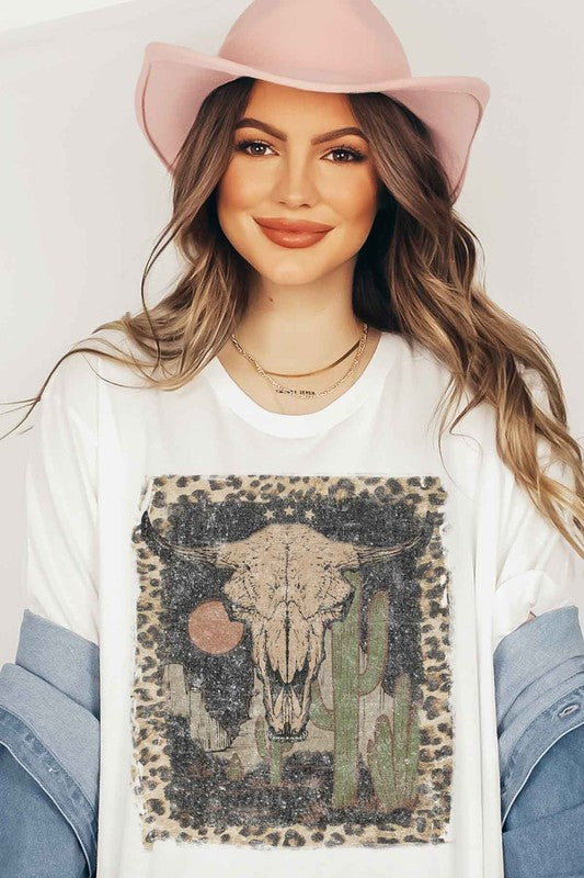 DESERT CATTLE WESTERN GRAPHIC PLUS SIZE TEE