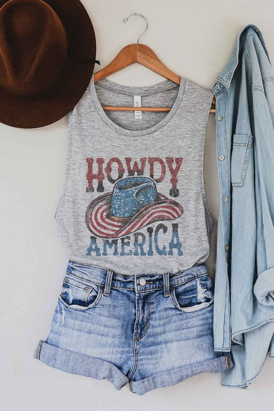 HOWDY AMERICA USA GRAPHIC MUSCLE TANK