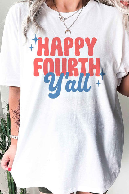 HAPPY FOURTH YALL GRAPHIC PLUS SIZE TEE