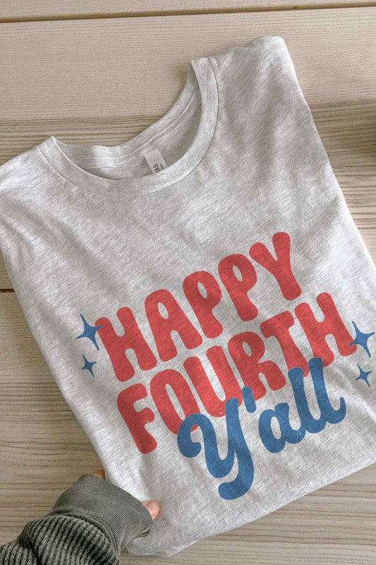 HAPPY FOURTH YALL GRAPHIC PLUS SIZE TEE