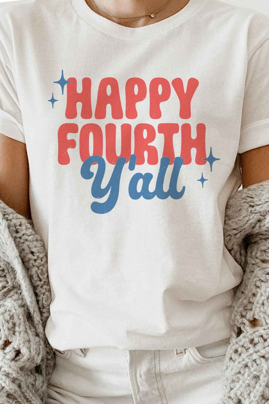 HAPPY FOURTH YALL GRAPHIC PLUS SIZE TEE