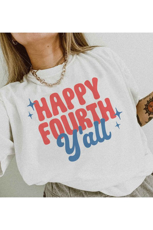 HAPPY FOURTH YALL GRAPHIC PLUS SIZE TEE