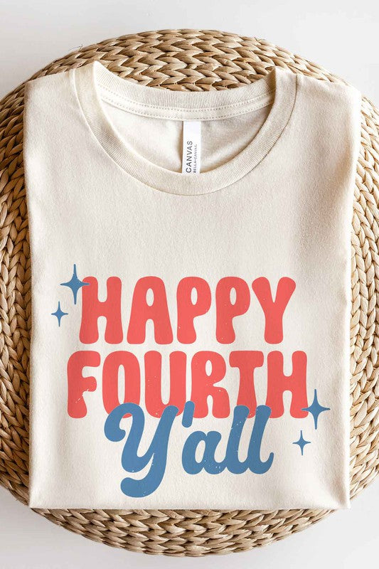 HAPPY FOURTH YALL GRAPHIC PLUS SIZE TEE