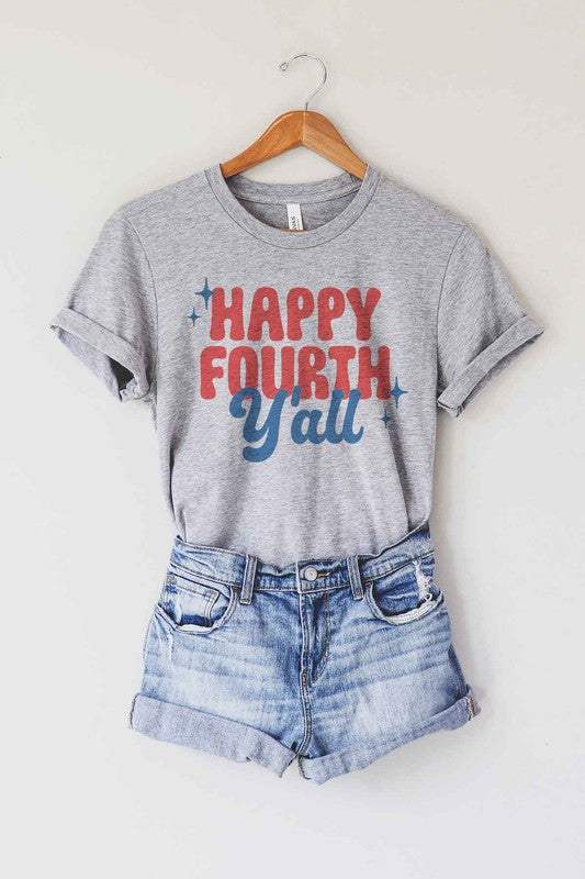 HAPPY FOURTH YALL GRAPHIC PLUS SIZE TEE