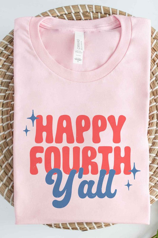 HAPPY FOURTH YALL GRAPHIC PLUS SIZE TEE