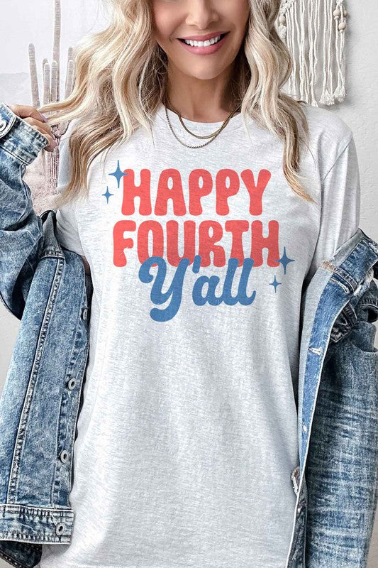 HAPPY FOURTH YALL GRAPHIC PLUS SIZE TEE