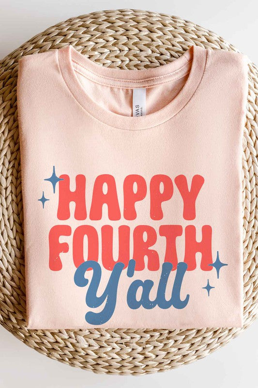 HAPPY FOURTH YALL GRAPHIC PLUS SIZE TEE