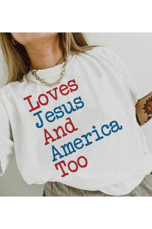 LOVES JESUS AND AMERICA TOO GRAPHIC TEE / T-SHIRT