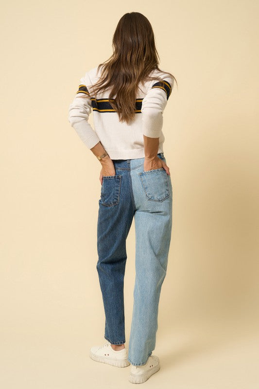 High Waist Crossover Straight Jeans