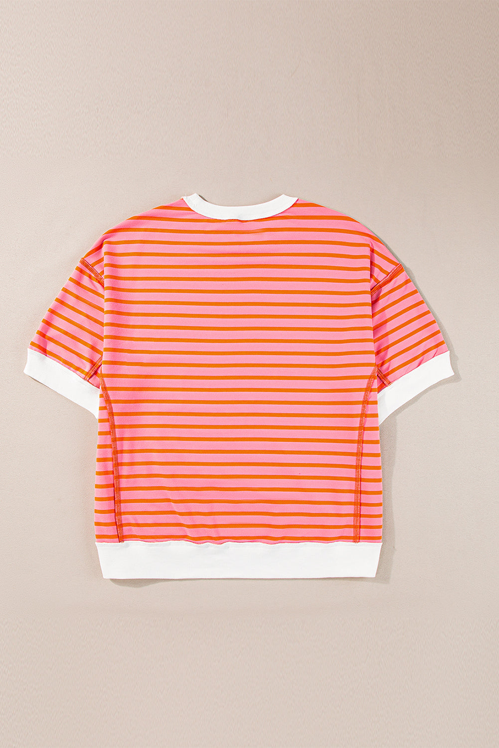 Pink Stripe Colorblock Drop Sleeve Loose Top