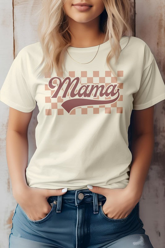 Mama Retro Checkered Graphic Tee