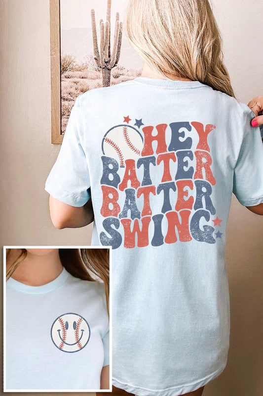 Batter Swing Baseball Front Back Graphic T Shirts