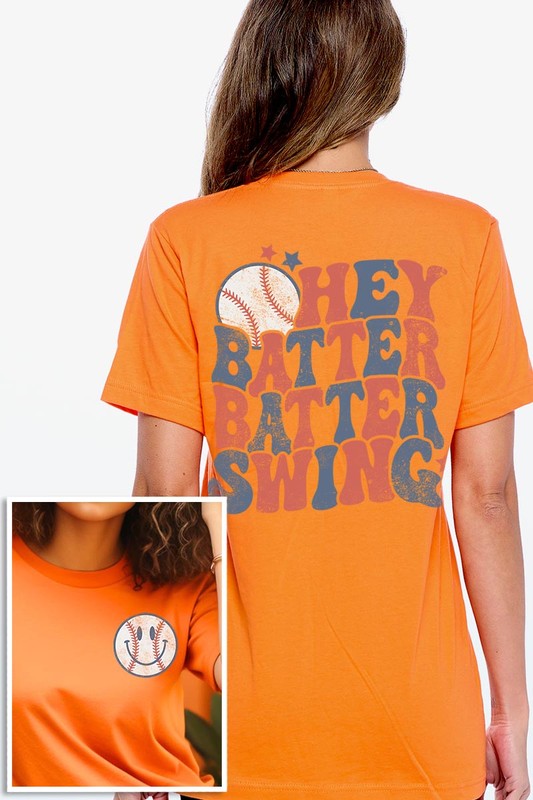 Batter Swing Baseball Front Back Graphic T Shirts