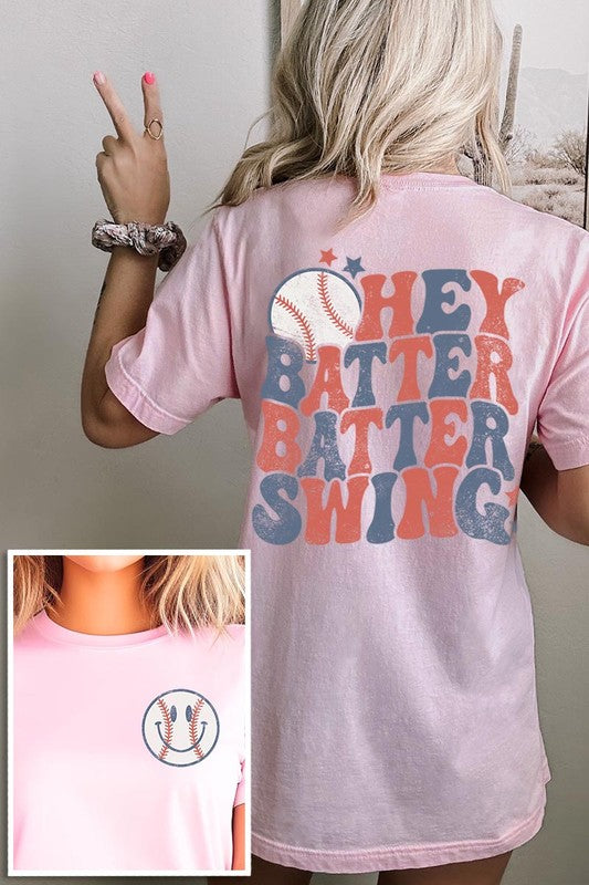 Batter Swing Baseball Front Back Graphic T Shirts