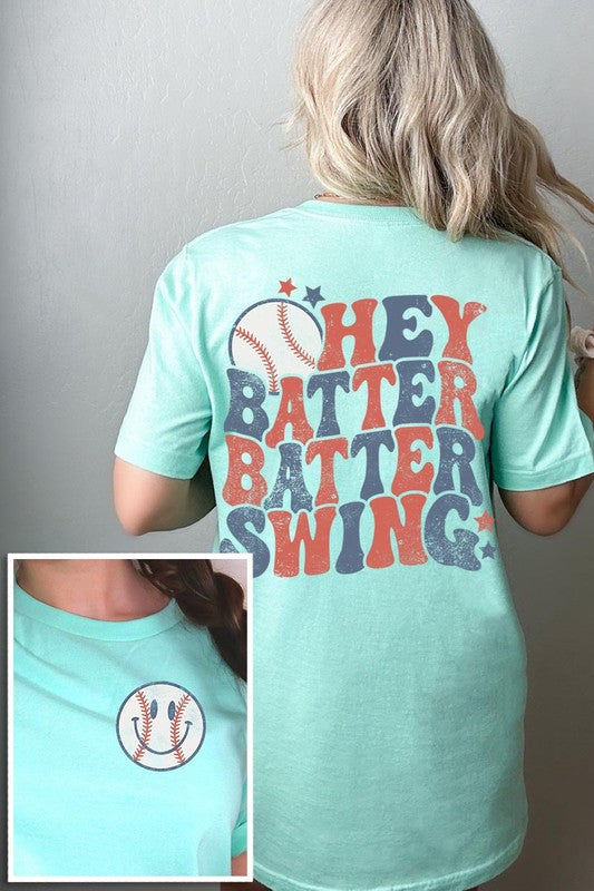 Batter Swing Baseball Front Back Graphic T Shirts