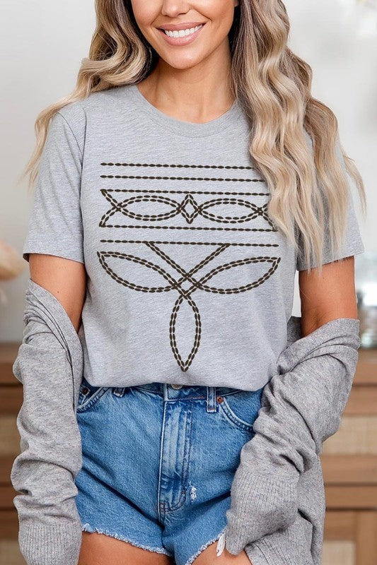 Western Boot Stitch Graphic T Shirts