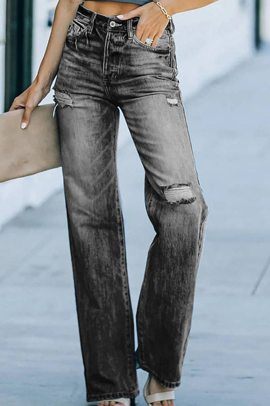 TRENDY STRAIGHT PIERCED JEANS