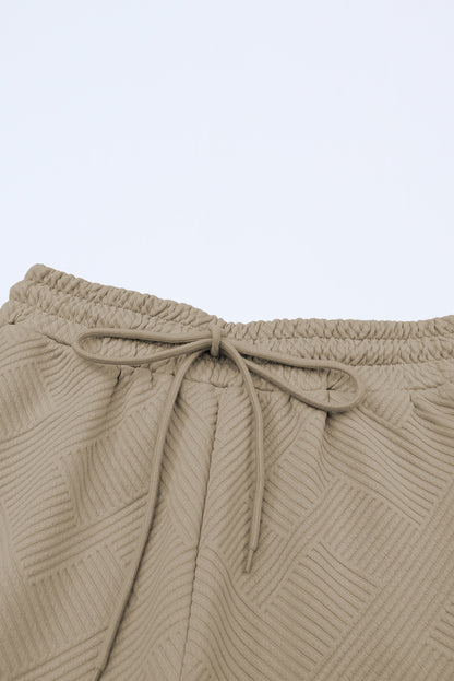 Apricot Textured Loose Fit T Shirt and Drawstring Pants Set