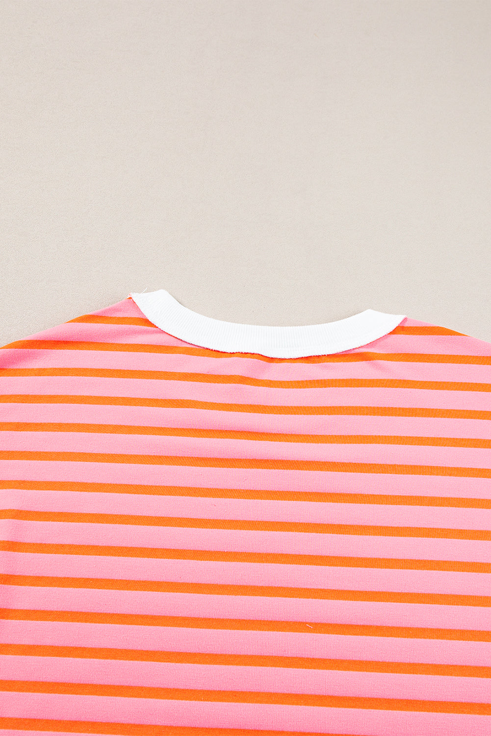 Pink Stripe Colorblock Drop Sleeve Loose Top