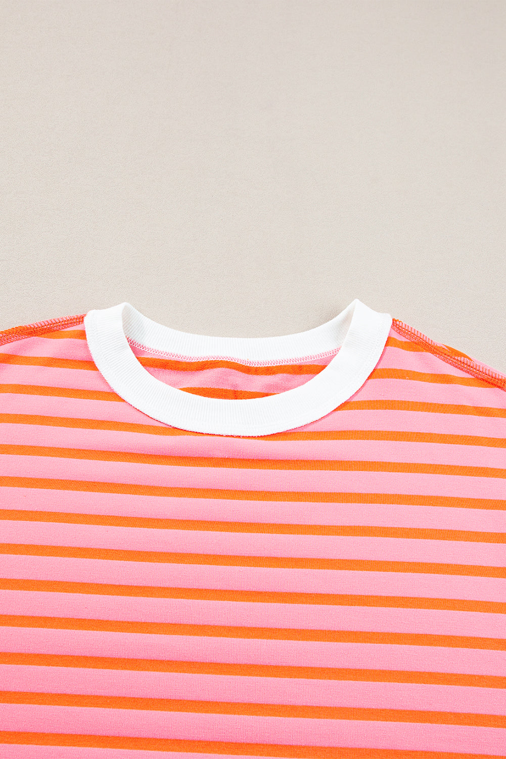 Pink Stripe Colorblock Drop Sleeve Loose Top