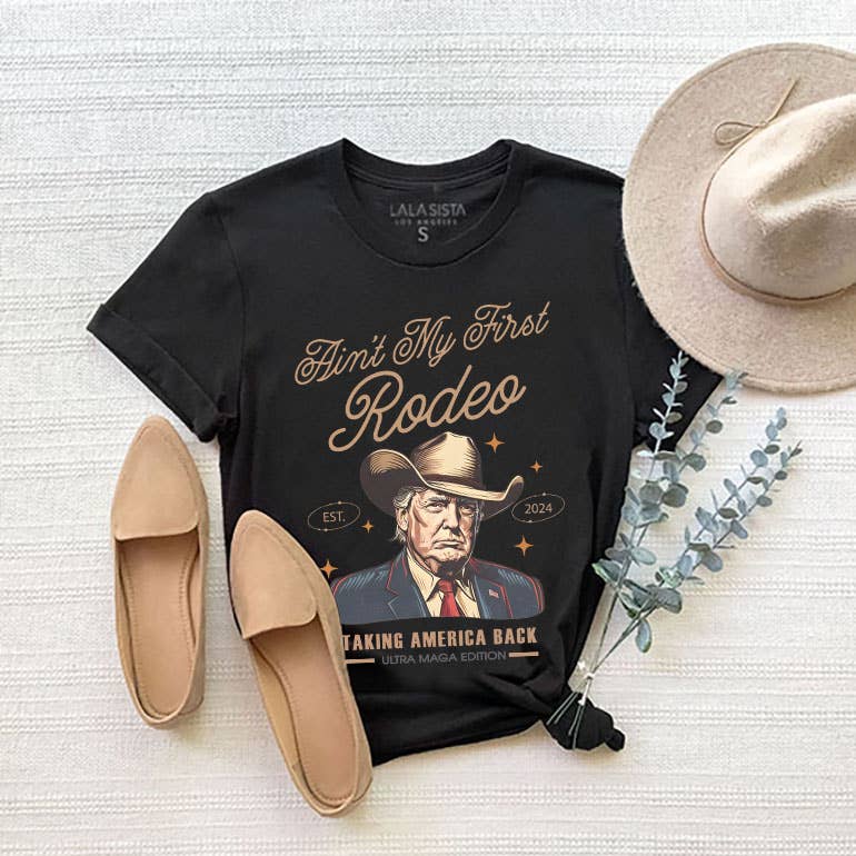 TRUMP AIN'T MY FIRST RODEO GRAPHIC T SHIRT: NATURAL / Contemporary / XL