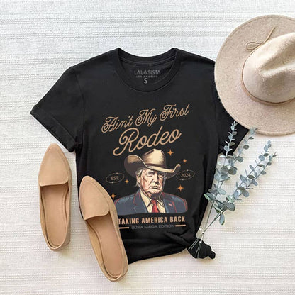 TRUMP AIN'T MY FIRST RODEO GRAPHIC T SHIRT: NATURAL / Contemporary / XL