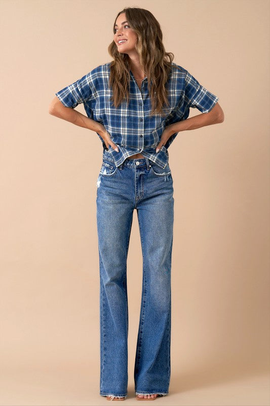 High rise relaxed bootcut