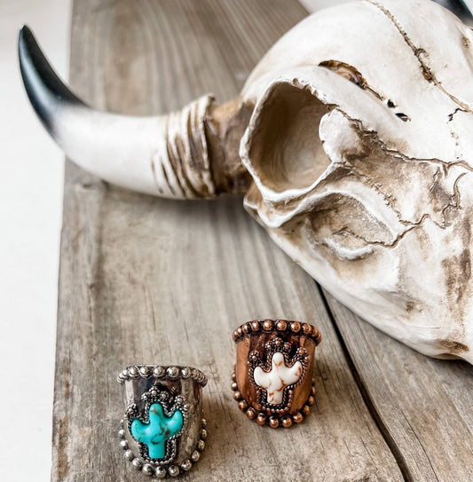 Stone Cuff Ring - cactus